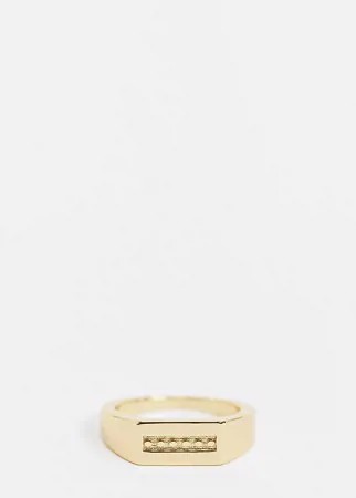 Золотистое кольцо-печатка прямоугольной формы Serge DeNimes-Золотистый