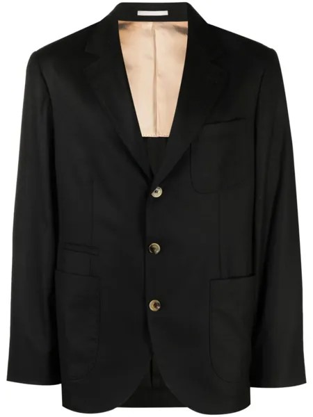 Brunello Cucinelli однобортный пиджак из шерсти, черный