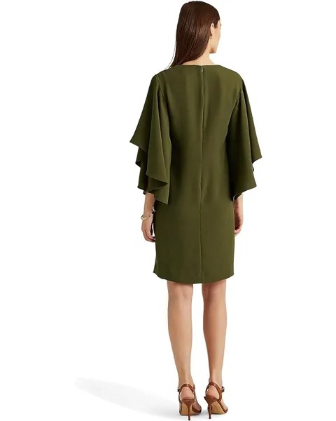Платье LAUREN Ralph Lauren Ruffle-Sleeve Cocktail Dress, цвет Dark Tropical Olive