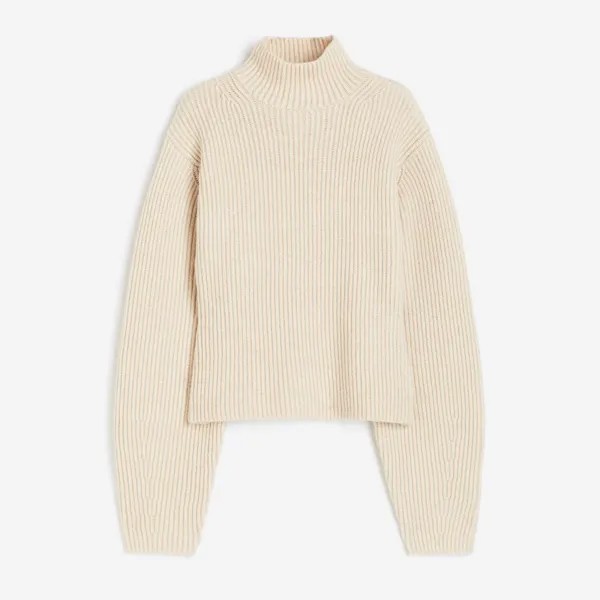 Свитер H&M Rib-knit Mock Turtleneck, светло-бежевый