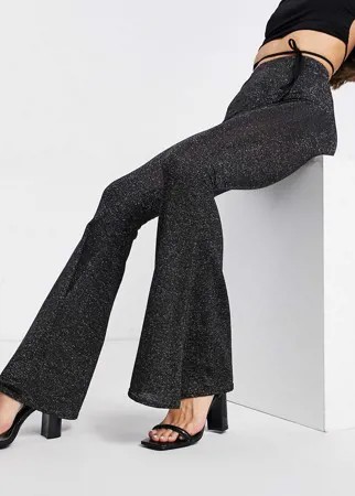 Темно-серые расклешенные брюки с блестками Fashionkilla-Серый