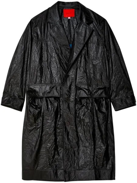 Eckhaus Latta однобортный тренч с жатым эффектом, черный