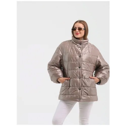 Куртка  Karolina демисезонная, средней длины, силуэт прямой, размер 50, бежевый