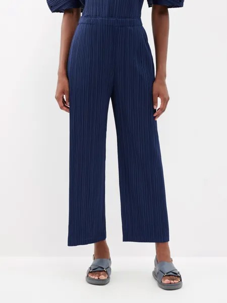 Прямые брюки со складками Pleats Please Issey Miyake, синий