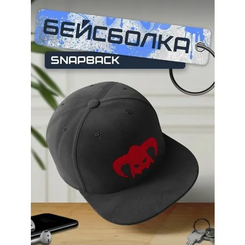 Бейсболка, кепка черная с красным принтом Игры skyrim - 94