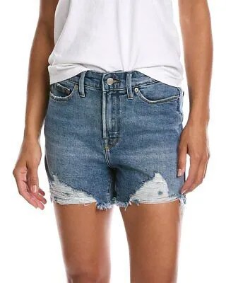Короткие женские джинсовые шорты Good American цвета индиго