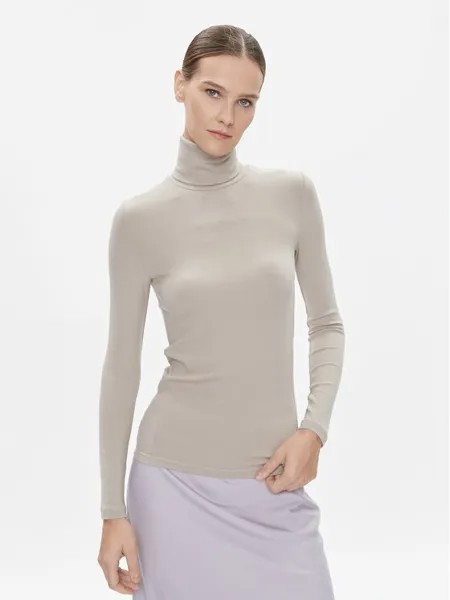Свитер с высоким воротником приталенного кроя Calvin Klein, бежевый