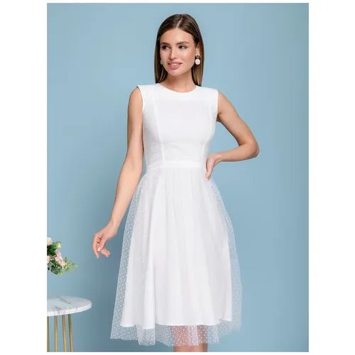 Платье 1001dress, вечернее, миди, размер 48, белый