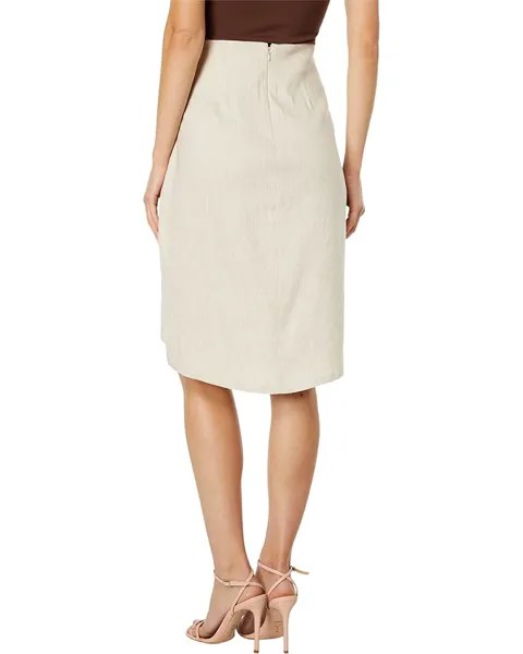 Юбка BCBGMAXAZRIA Stretch Rayon Linen Yarn-Dye Pinstripe Suiting Skirt, цвет Tan Stripe