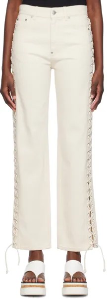 Бело-белые джинсы на шнуровке Stella Mccartney