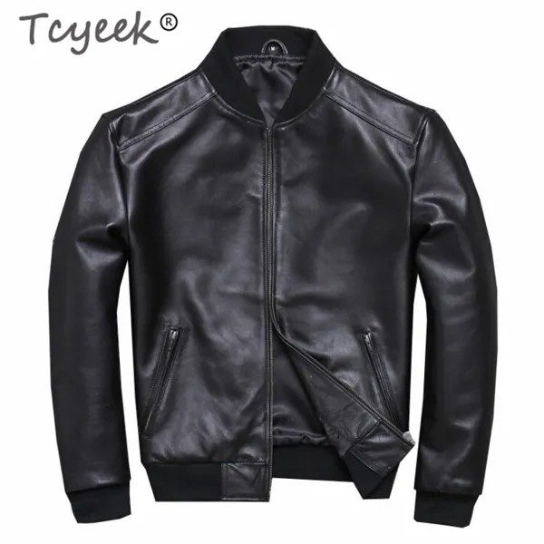 Tcyeek натуральная кожаная куртка мужская одежда 2020 уличная мода Мужская Дубленка короткое пальто узкого кроя 5xl натуральная кожа пальто U352