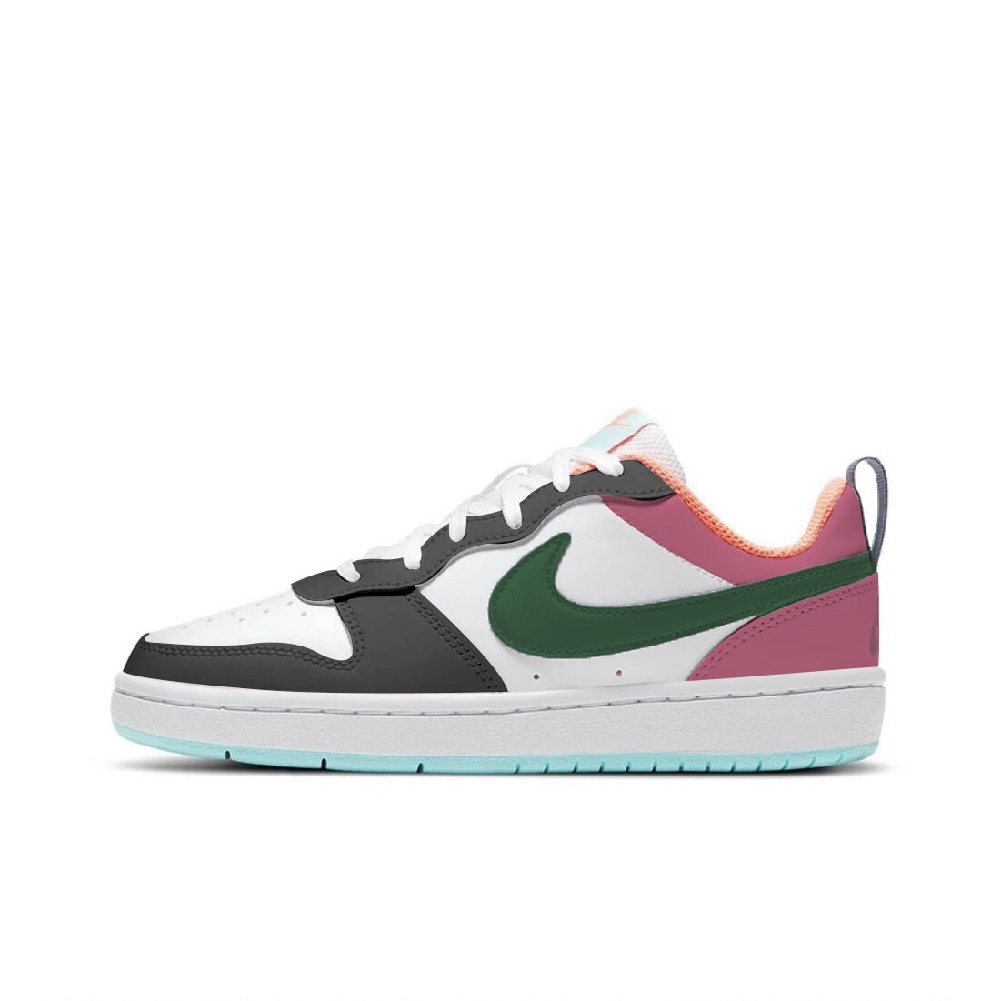 Кроссовки Nike Court Borough 2 Skateboarding Shoes Women's Low-top Black/pink/green/white, зеленый