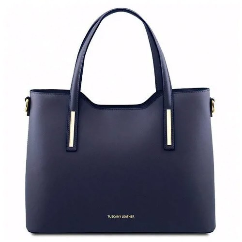 Женская кожаная сумка тоут Tuscany Leather Olimpia TL141412 темно-синий