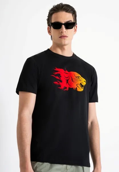 Футболка с принтом REGULAR FIT WITH FADED FLOCK Antony Morato, черный