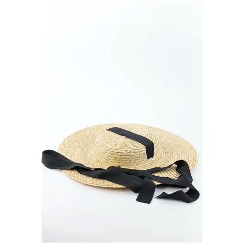 Шляпа канотье Carolon летняя, солома, размер 55-58, бежевый