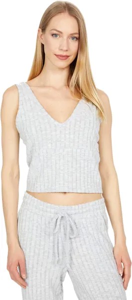 Топ Chaser Poor Boy Rib Cropped Empire Seam Double V Tank, серый