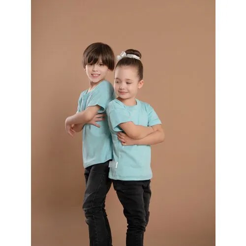 Футболка V & N kids, размер 122-128, голубой, бирюзовый