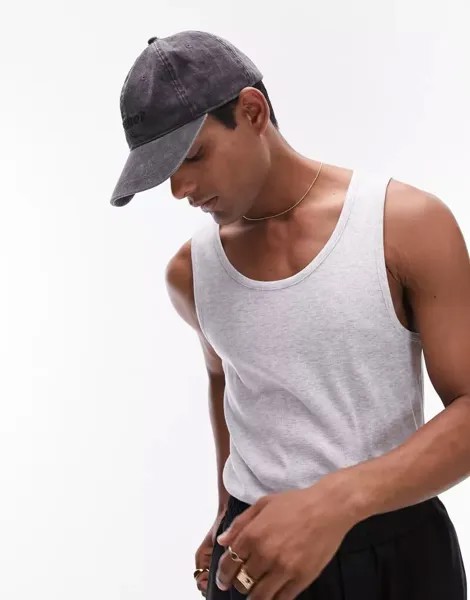 Tank Top – Майка в рубчик ледяного серого цвета Topman