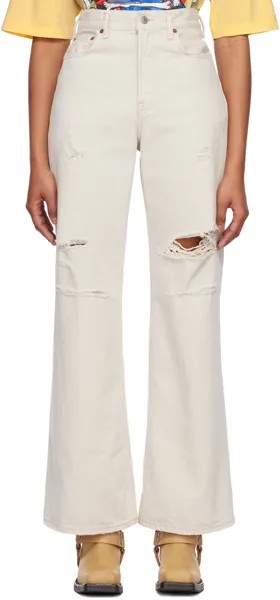 Бело-белые джинсы с потертостями Acne Studios