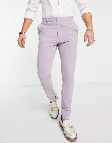 Супероблегающие элегантные брюки лилового цвета ASOS DESIGN