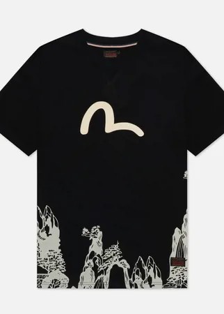 Мужская футболка Evisu Gradated Landscape Seagull & Logo Printed, цвет чёрный, размер M