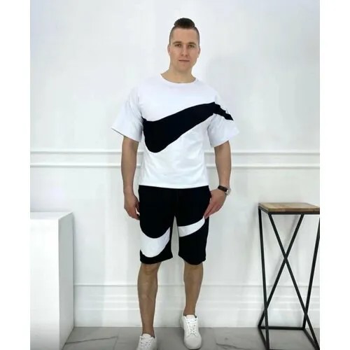 Костюм спортивный Jools Fashion, размер 56, белый, черный