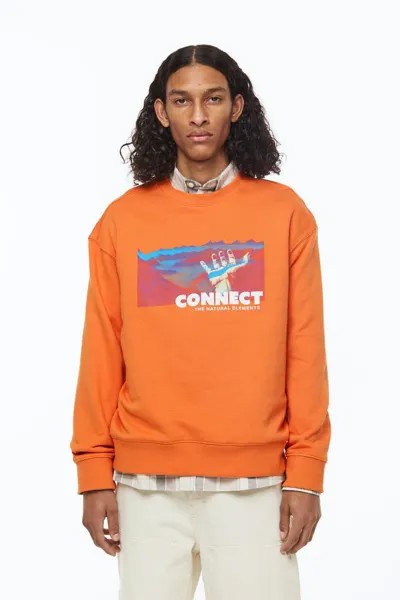 Хлопковая толстовка H&M, оранжевый/подключить