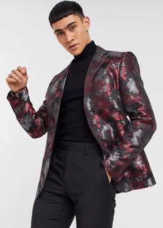 Супероблегающий пиджак с цветочным принтом Bolongaro Trevor-Черный цвет