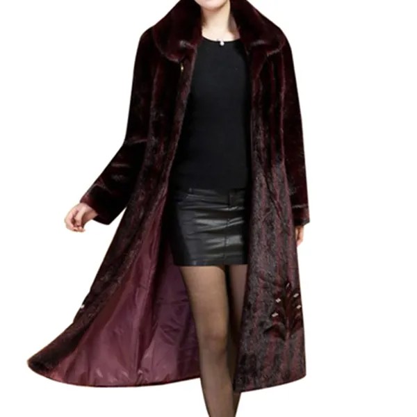 Пальто женское осенне-зимнее из искусственного меха норки, длинное, ветровка, Европа и США, размера плюс, теплое, роскошное, A23