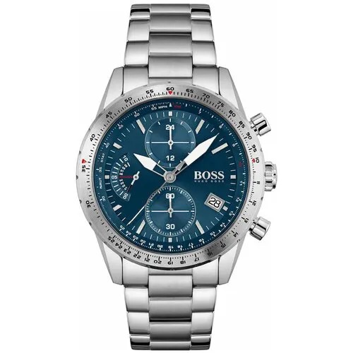 Наручные часы BOSS Pilot Edition, серебряный, голубой