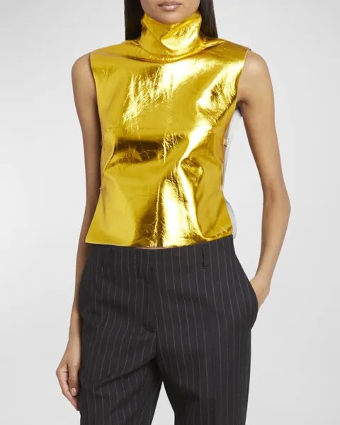 Кожаный укороченный топ Larma с высоким воротником Dries Van Noten
