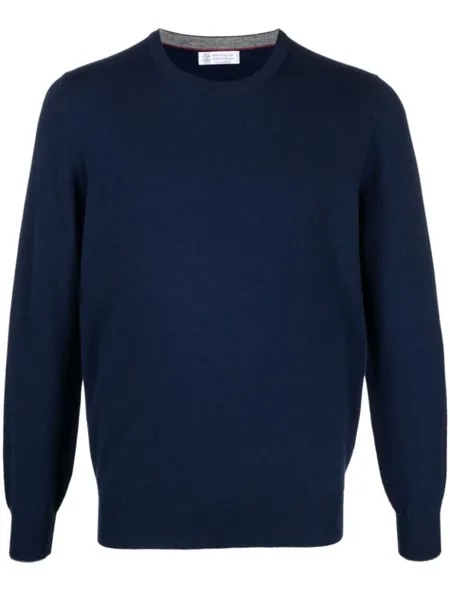 Brunello Cucinelli кашемировый джемпер в рубчик, синий