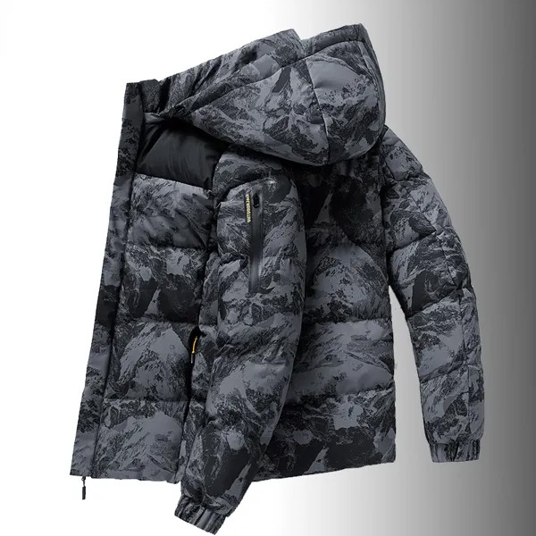 Куртка мужская зимняя повседневная, утепленная парка с капюшоном, камуфляжная уличная одежда в стиле хип-хоп, модная свободная парка с подк...