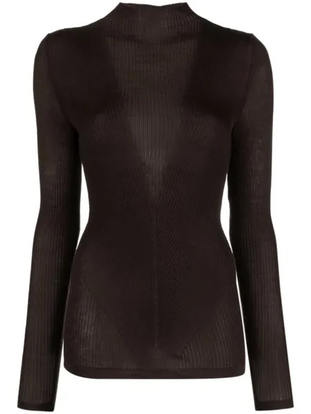 Wolford шерстяной джемпер Aurora в рубчик, коричневый