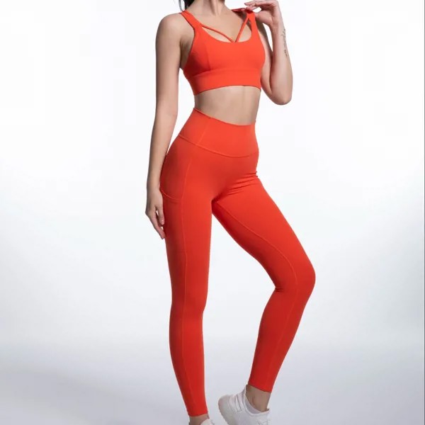 Новый женский комплект для йоги из 2 предметов, персиковые дышащие шорты с высокой талией для фитнеса и бега, эластичный спортивный костюм, с...