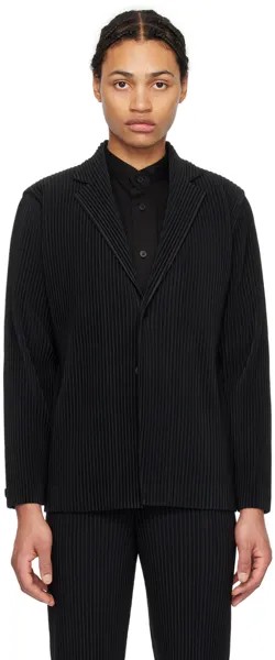 Черный пиджак со складками 1 строгого кроя Homme Plisse Issey Miyake, цвет Black