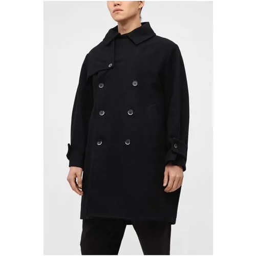 Пальто Barena, силуэт свободный, средней длины, карманы, двубортное, размер 50, черный