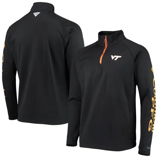 Мужская куртка Columbia Black Virginia Tech Hokies Terminal Tackle из флиса реглан с молнией на четверть, омни-оттенок