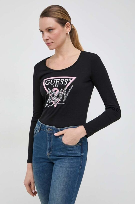 Лонгслив из хлопка Guess, черный