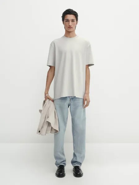 Футболка с короткими рукавами и круглым вырезом Massimo Dutti, серый