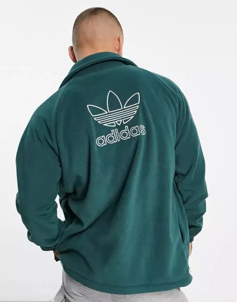 Зеленая флисовая куртка adidas Originals adicolor