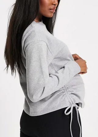 Серый меланжевый присборенный по бокам свитшот ASOS DESIGN Maternity