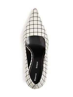 PROENZA SCHOULER Женские бежевые кожаные туфли без шнуровки на изогнутом каблуке Windowpane 39.5