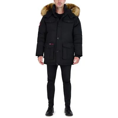 Canada Weather Gear Mens Black Faux Fur Parka Coat Outerwear XL BHFO 6748