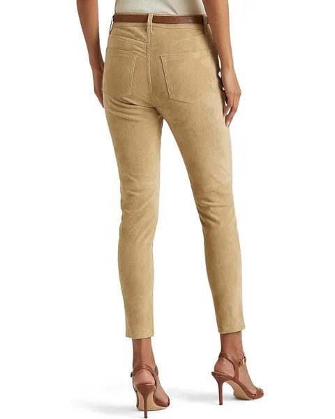 Брюки LAUREN Ralph Lauren Suede High-Rise Skinny Ankle Pants, цвет Birch Tan