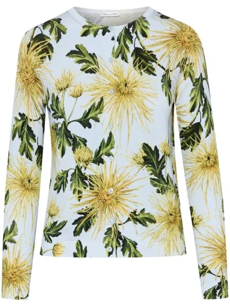 Oscar de la Renta кардиган с принтом Chrysanthemum, синий