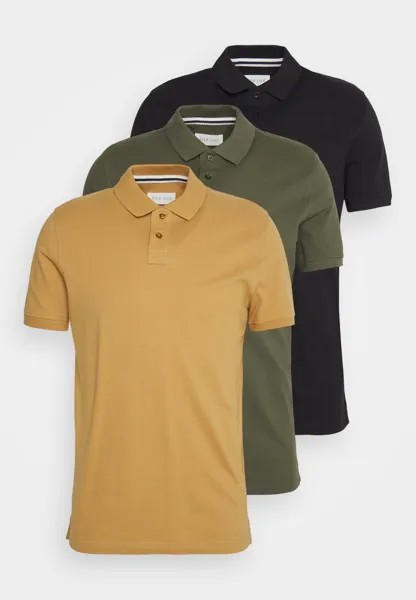 Рубашки-поло 3 ПАКЕТА Pier One, светло-коричневый/хаки/черный
