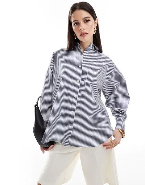 ASOS DESIGN – темно-синяя оксфордская рубашка в полоску