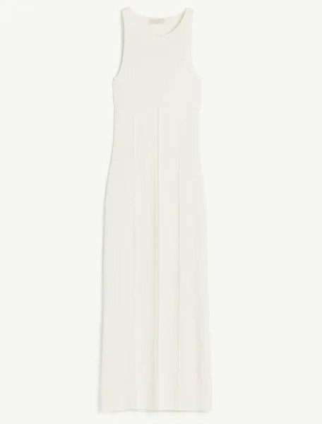 Платье миди H&M Knitted With An Open Back, светло-бежевый