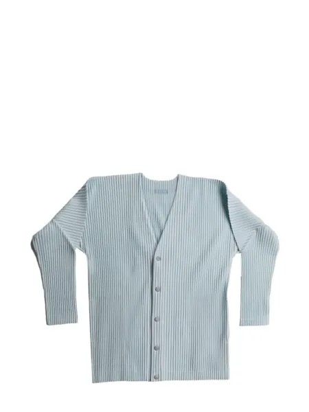 Homme Plissé Issey Miyake кардиган с плиссированным эффектом и V-образным вырезом, серый